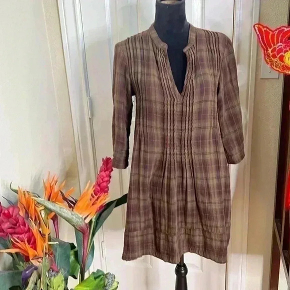 CP Shades Tops - Sold Mercari CP Shades Regina Plaid Tunic Top Pin Tucks Roll Sleeves Size XS